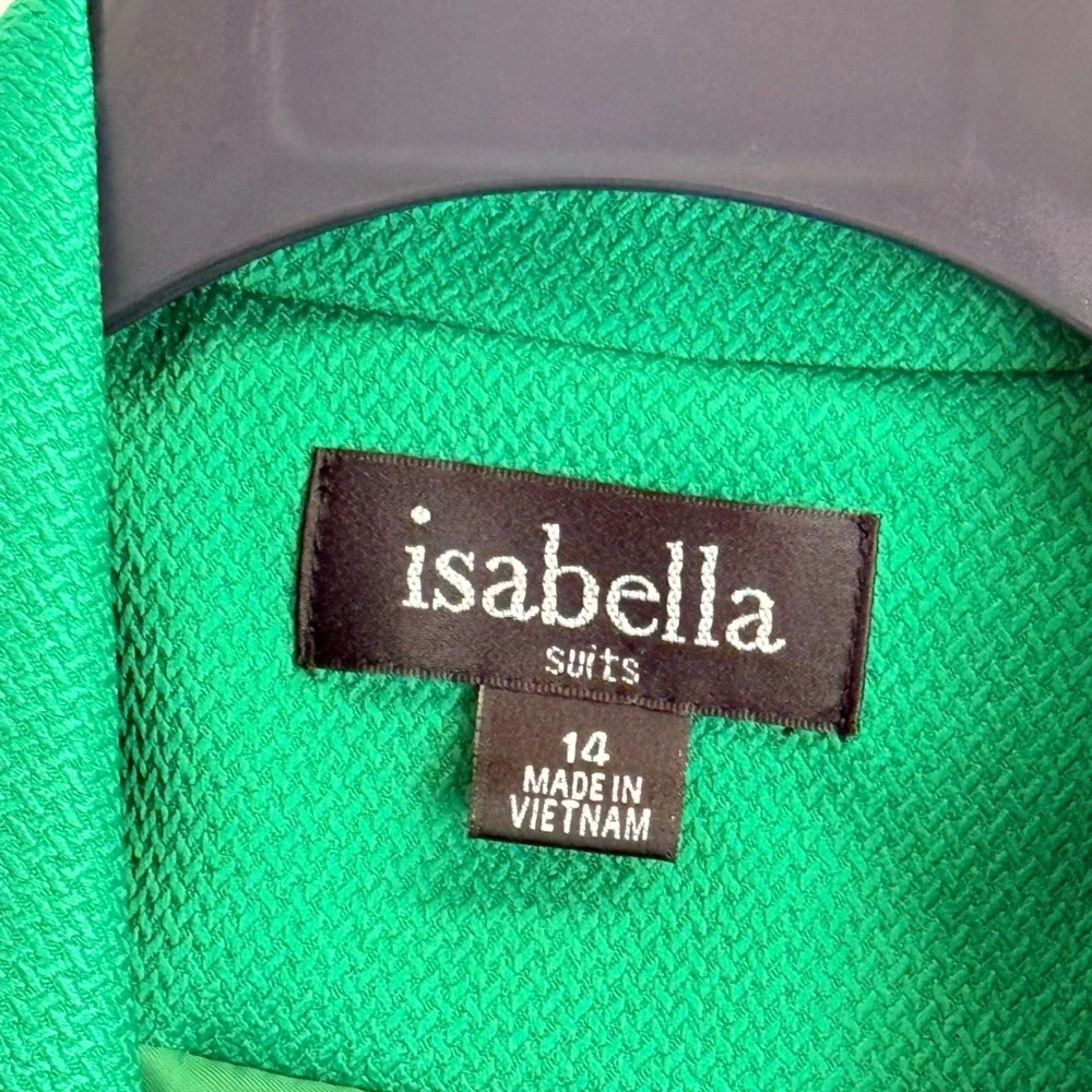 Isabella Suits Green Textured Button Front Blazer Jacket Size 14
